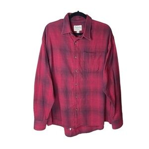 Cabela’s Red and Black Plaid 100% Cotton Flannel Long Sleeve‎ Button Up Size XL